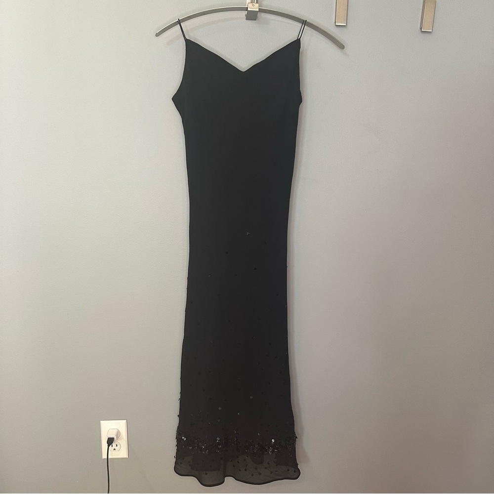 Alfredo Venini Black Silk Long Dress with Sequins — Size S